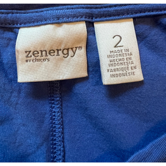 Chicos Zenergy Shirt Womens Medium Blue Relaxed Fit Tunic Round Neck Pullover - Picture 2 of 7
